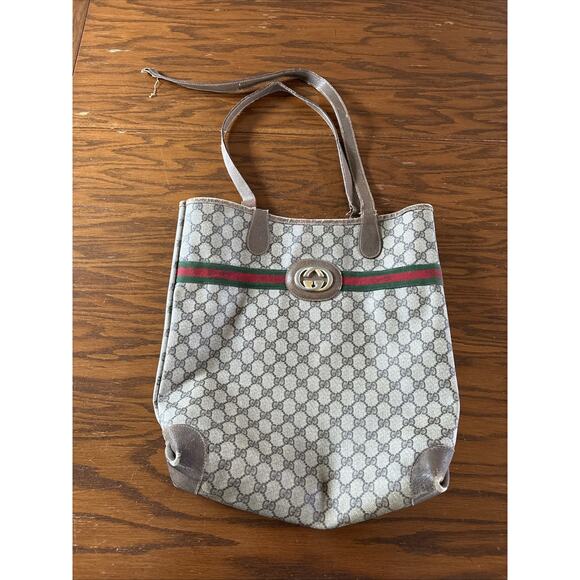 Vintage Gucci Sherry Line Tote GG Broken Strap - Picture 1 of 10
